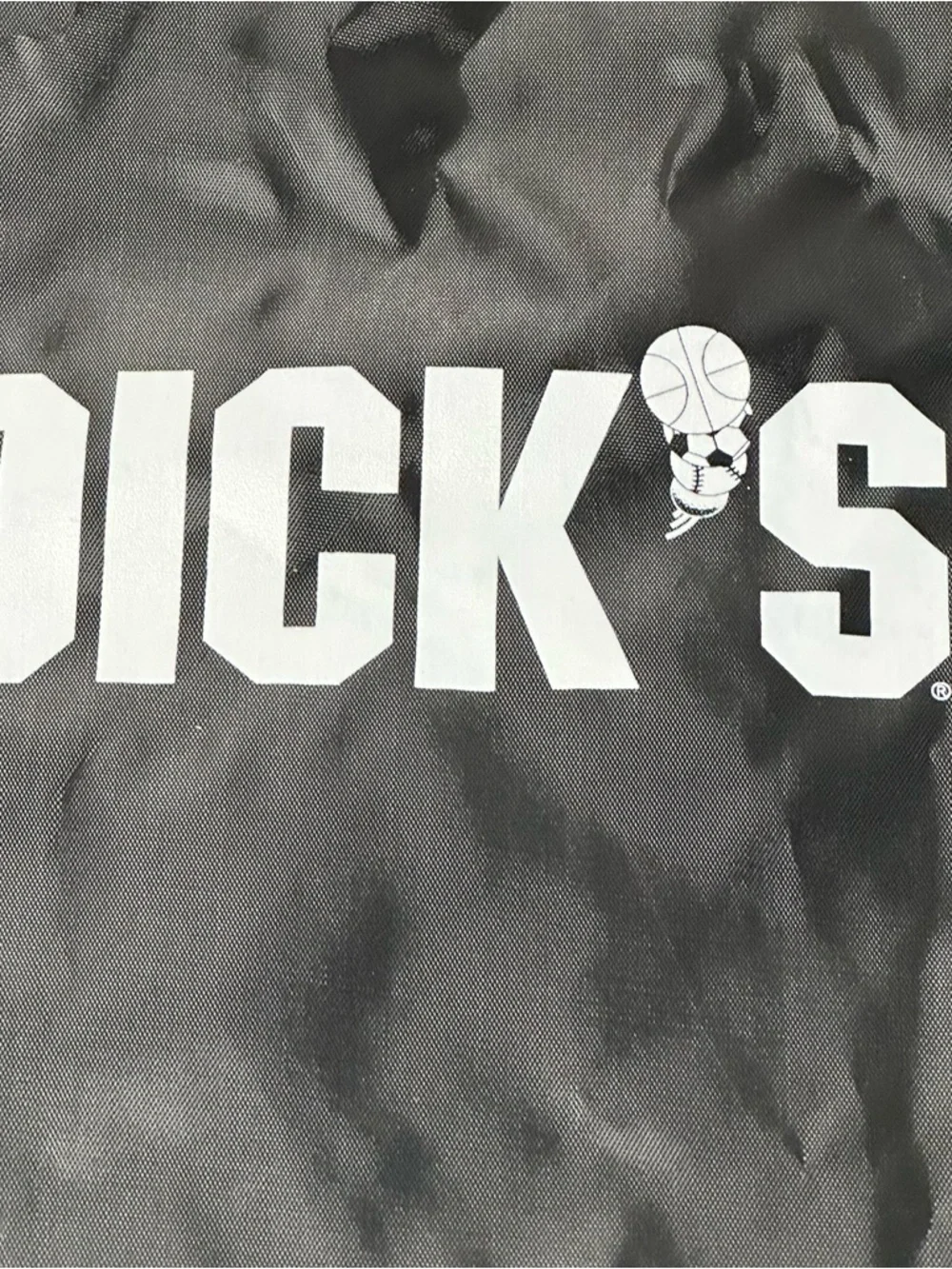 Dicks Sporting Goods Black Draw String Cinched Closure Bag Silver Logo NWOT